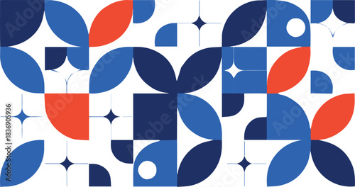 minimalism geometric grid pattern with circles squares stars