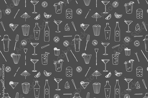 beverage pattern seamless drink icons on dark background