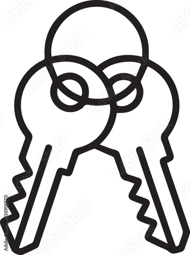 key outline line art keys on ring security access concept