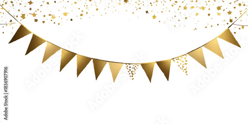 Golden ribbon bow vector illustration design icon for Christmas celebration card decoration