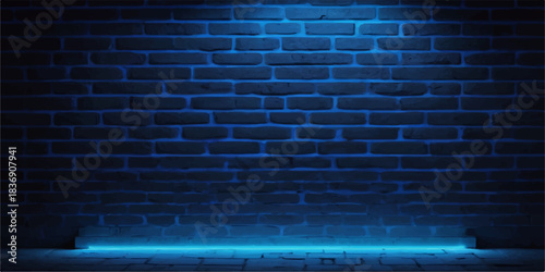 A dark blue brick wall with light highlights showcasing a textured construction pattern
