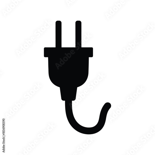Electric power plug icon silhouette, connection, electricity, charging, energy supply vector