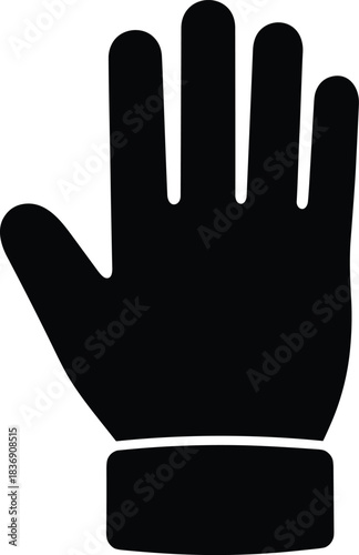 Right hand glove silhouette icon, black safety symbol vector, protective gear illustration, cad drawing flat vector illustration