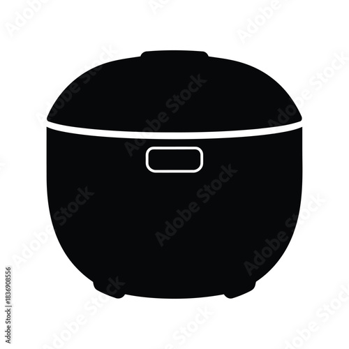 Modern electric rice cooker appliance icon, kitchen tool, food steamer, home cooking vector