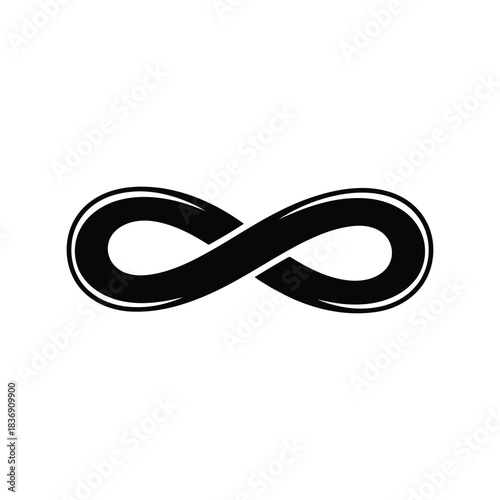 Infinity symbol vector icon, endless loop, limitless power and everlasting concept sign, isolated black graphic element EPS