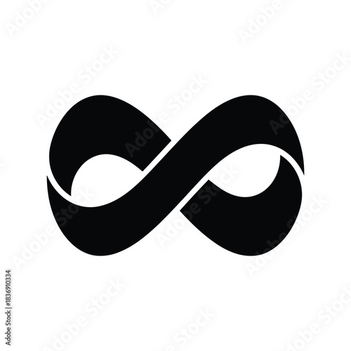 Infinity symbol vector icon, endless loop, limitless power and everlasting concept sign, isolated black graphic element EPS