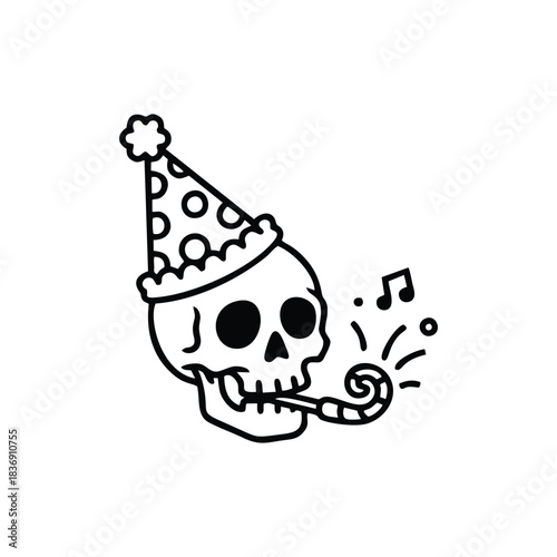 Party Hat Skull: Funky Celebration Tattoo Design
