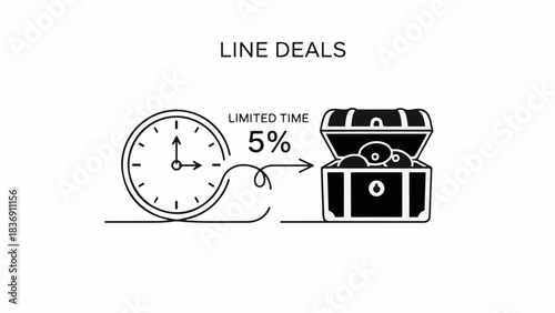 Limited time offer with a treasure chest full of coins and a clock showing time running out.