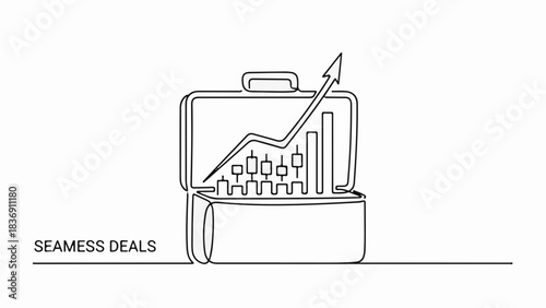 Briefcase opens to reveal a growing financial chart, symbolizing business success and growth.