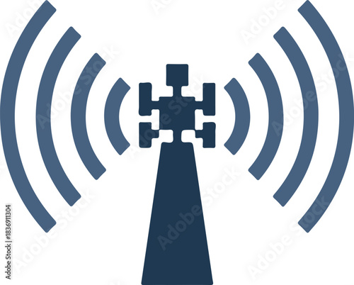 Abstract illustration of a communication tower broadcasting signals