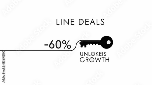 Key unlocks growth and deals with a 60% discount, symbolizing opportunity and success.