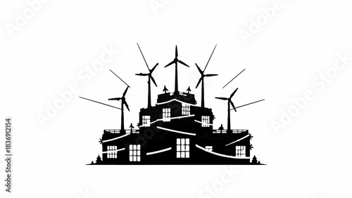 Futuristic cityscape powered by clean wind energy, symbolizing sustainable urban development.