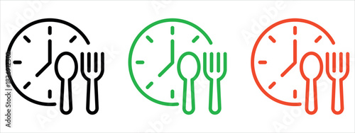 Stunning icons representing meal timing and intermittent fasting schedules for diet and nutrition apps