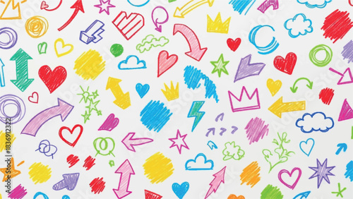 Wallpaper Mural Colorful Hand Drawn Doodle Icons and Symbols Collection 2. Torontodigital.ca