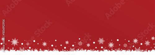 Red Winter Background with Bottom Snowflake Border _Horizontal