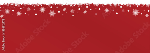Red Winter Background with Top Snowflake Border _Horizontal