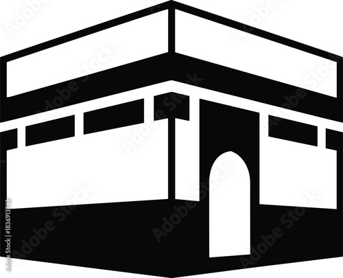Kaaba outline vector illustration holy place of islam mecca saudi arabia religious pilgrimage qibla direction