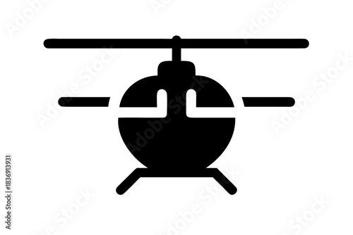 Minimal Front View Helicopter with Smooth Canopy, Simple Rotor Silhouette, Clean Geometric Detailing and Centered Vector Artwork – AI Generated