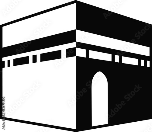 Kaaba vector illustration holy place of islam mecca saudi arabia religious building pilgrimage qibla direction