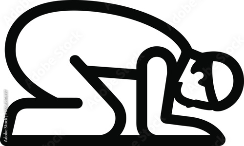 Muslim man prostrating during prayer, indicating utmost humility and adherence to qibla direction