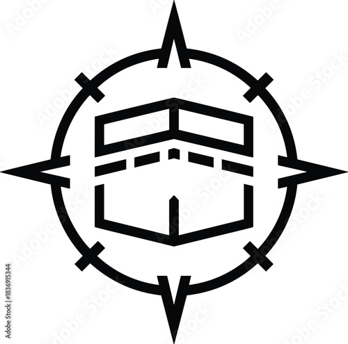 Qibla direction compass icon for mecca kaaba sacred site islamic pilgrimage hajj umrah worship guidance