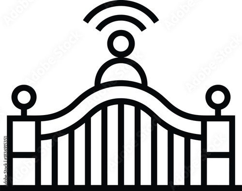 Smart gate vector icon automatic wifi access entry system security remote control internet connectivity