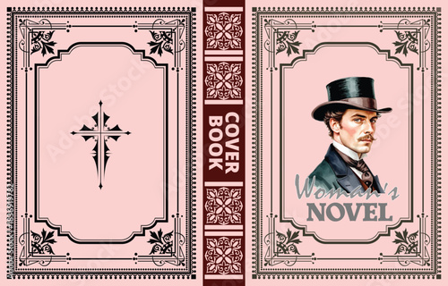 054-02-Illustrated book cover design with a gentleman portrait and ornate frames