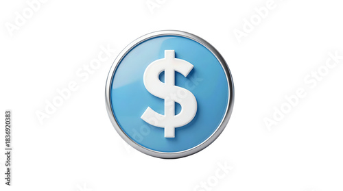 Glossy blue and silver dollar sign icon