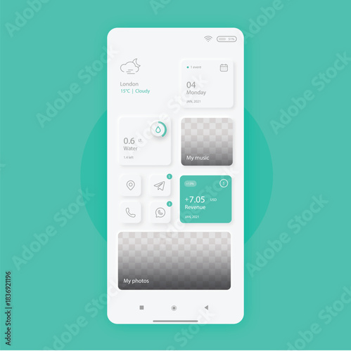 Modern dark mode smartphone interface displaying a group of people in a video feed with various app icons and controls