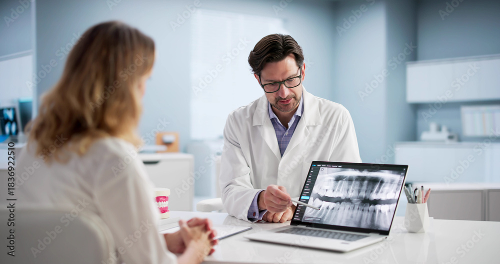 Fototapeta premium Older Patient Gets Computerized Dental Implant Care