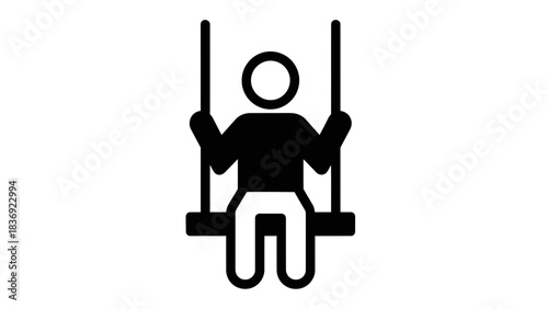 Person on Swing Icon Illustration – Playground Child Recreation Silhouette Symbol