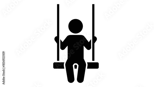 Person on Swing Icon Illustration – Playground Child Recreation Silhouette Symbol