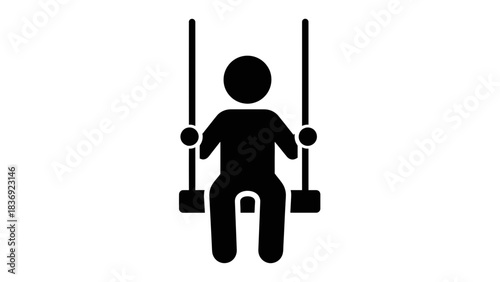 Person on Swing Icon Illustration – Playground Child Recreation Silhouette Symbol