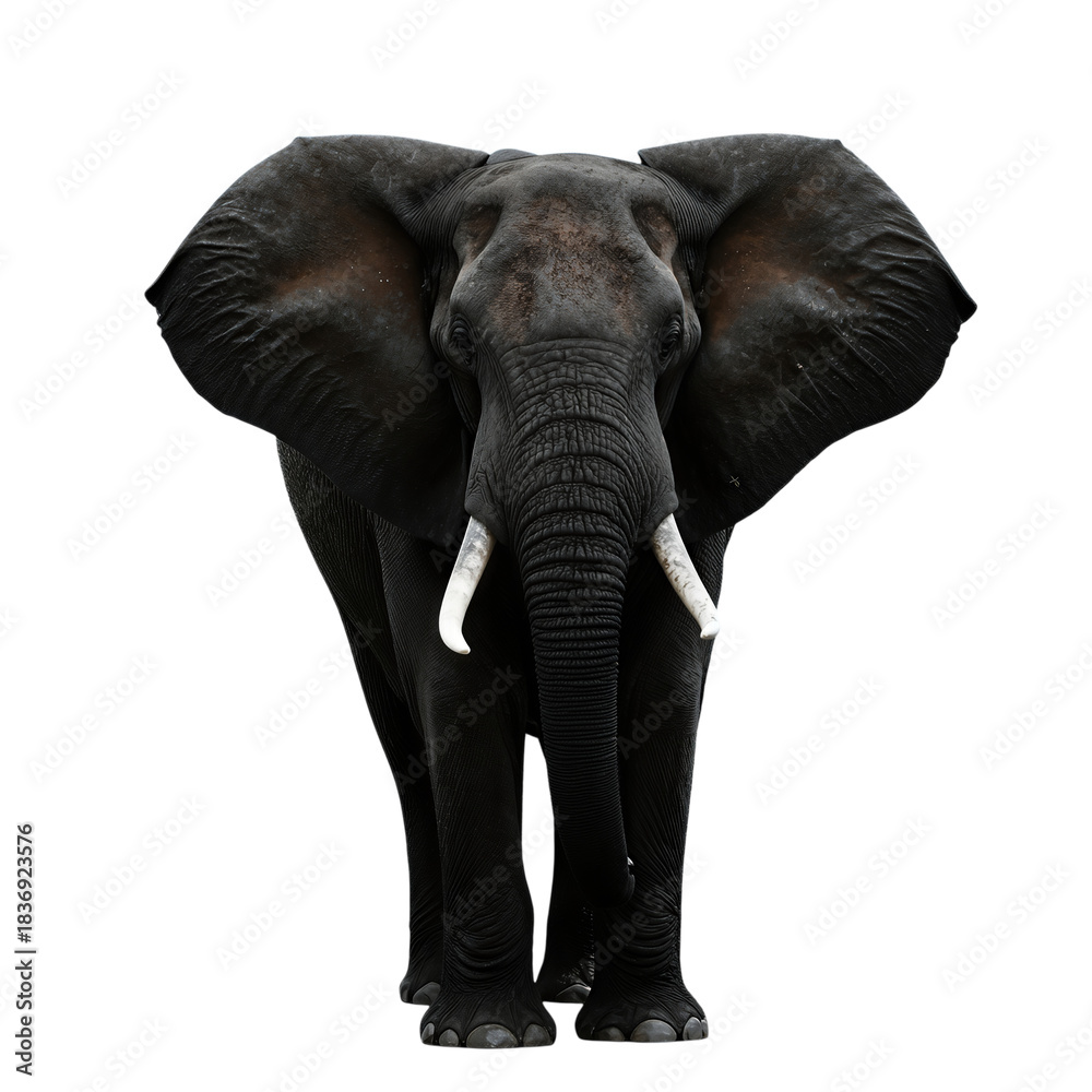 Fototapeta premium Majestic Elephant With Large Tusks In Dark Tones