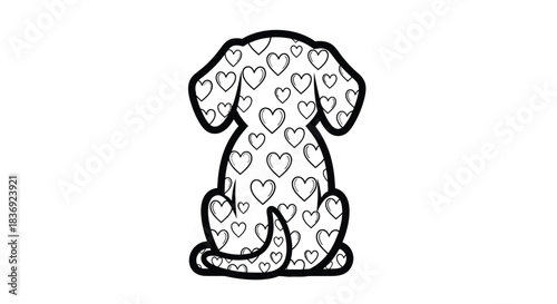 Cute dog with heart pattern sitting