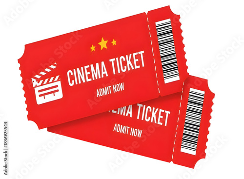 Cinema ticket illustration with admit now text