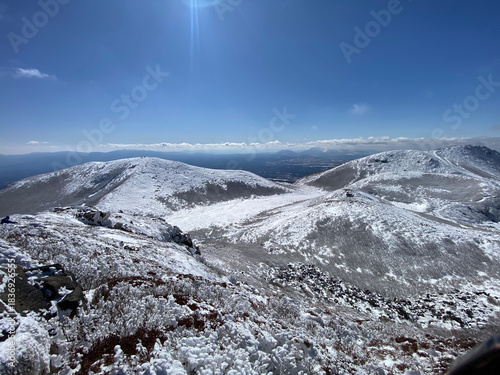 雪のくじゅう連山