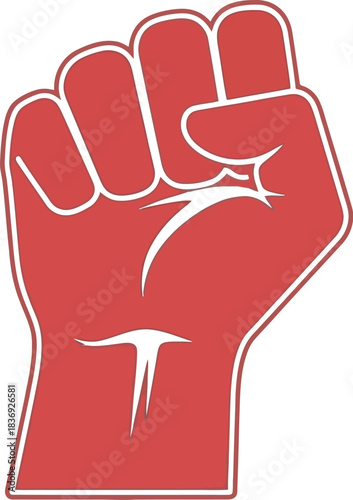 Powerful clenched fist raised in solidarity and resistance