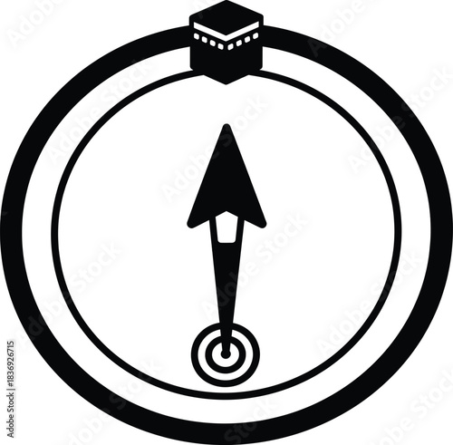 Qibla direction compass icon muslim pray vector symbol kaaba in mecca religion holy islam praying traditional