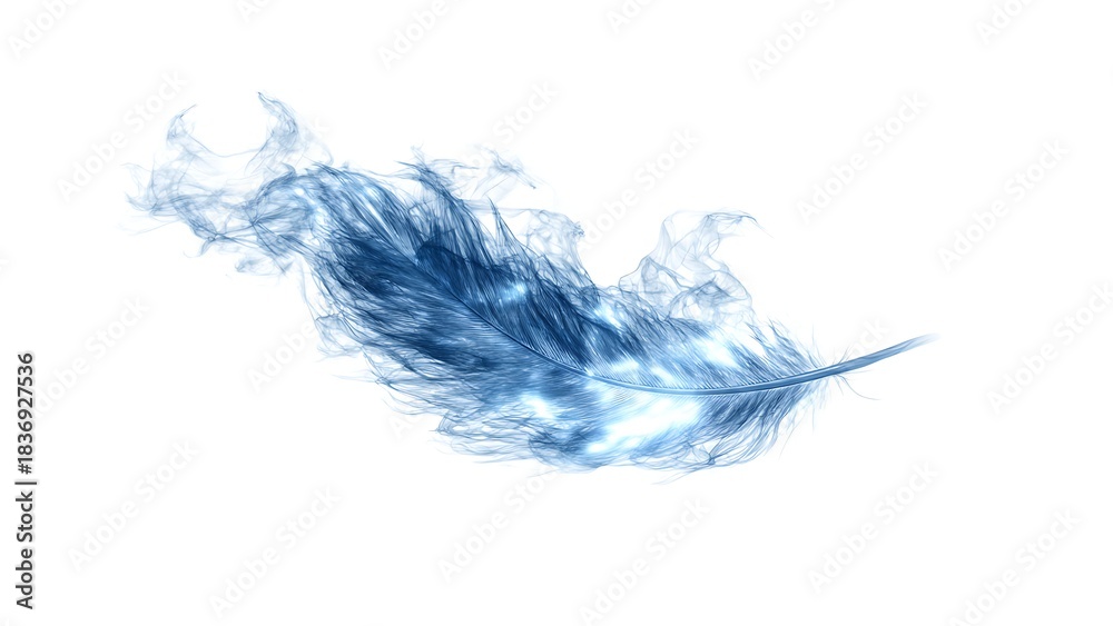 Fototapeta premium Glowing spiritual feather purity concept isolated white for social media post design