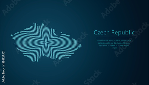 Czech Republic map contour with abstract circular line pattern