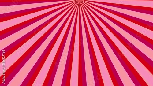 Abstract dynamic rays vibrant red tones of radial sunburst, graphic design rotate sunburst motion retro element surface texture looping animation background.