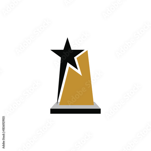 Trophy award champion vector symbol design