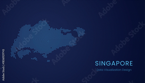 Photography Singapore dotted digital map for data visualization design