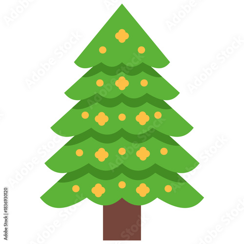 christmas tree icon illustration design with flat