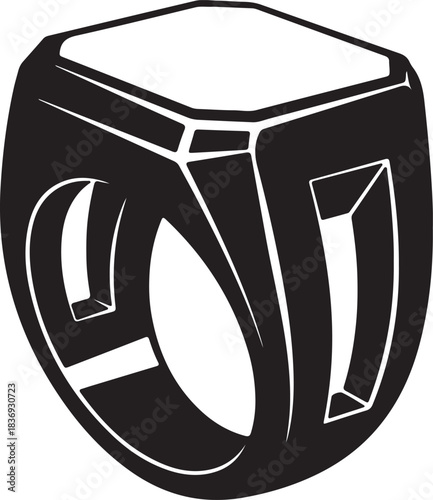 Black and white graphic of a six-sided die dice cube
