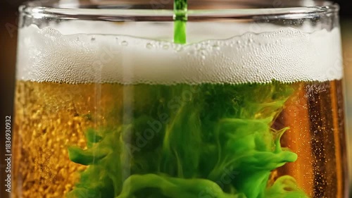 Pouring green beer close-up: St. Patrick's day