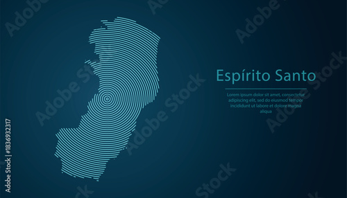 Espirito Santo, state of Brazil. Map contour with abstract circular line pattern