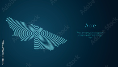 Acre, state of Brazil. Map contour with abstract circular line pattern
