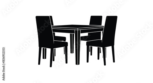 Modern dining table with four chairs